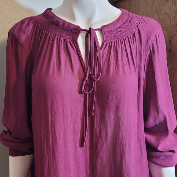 Torrid Womens Plus Size 2X Magenta Flowy Tunic Blouse Semi-Sheer Fairycore Fae - Picture 3 of 10